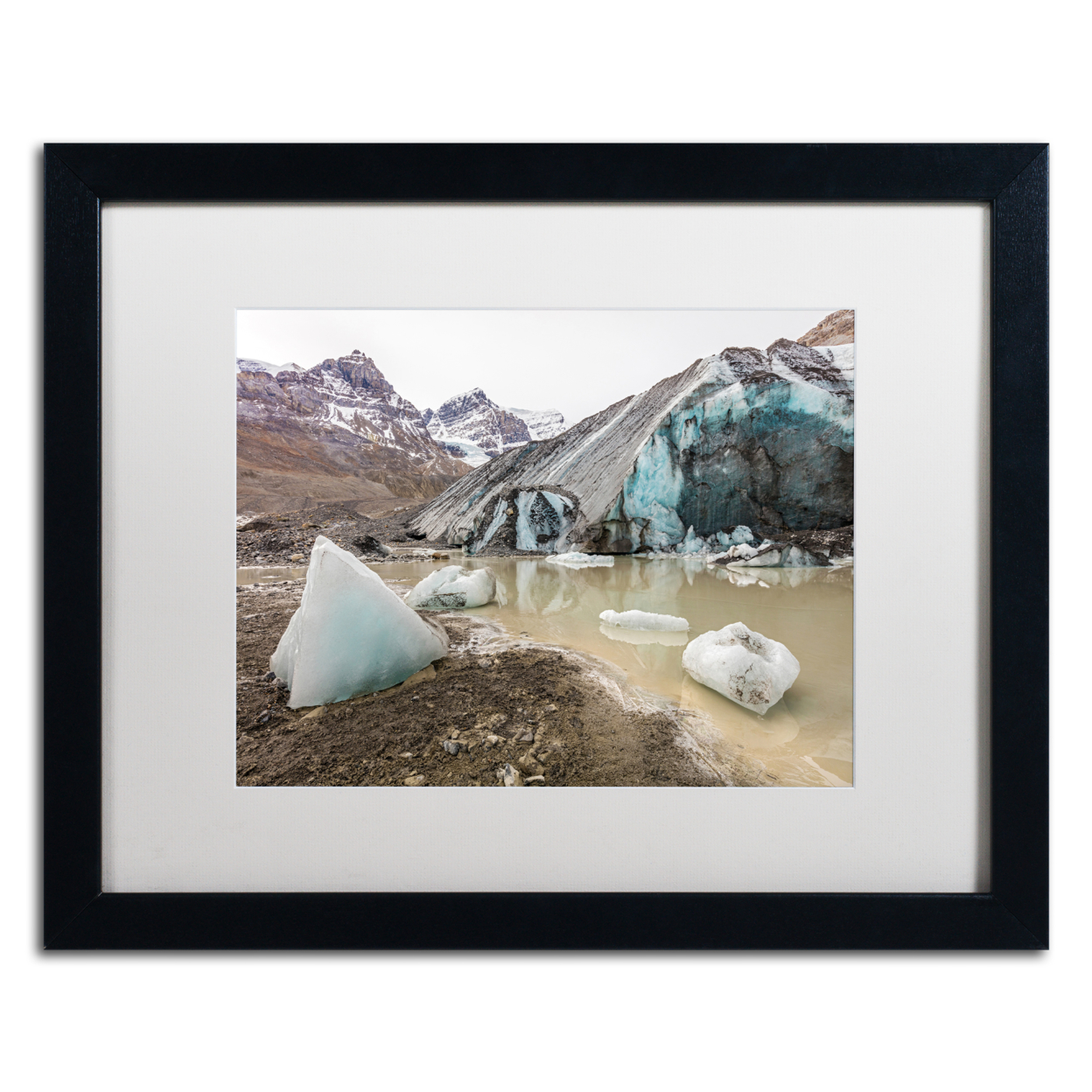 Pierre Leclerc 'Big Glacier Chunks' Black Wooden Framed Art 18 X 22 Inches