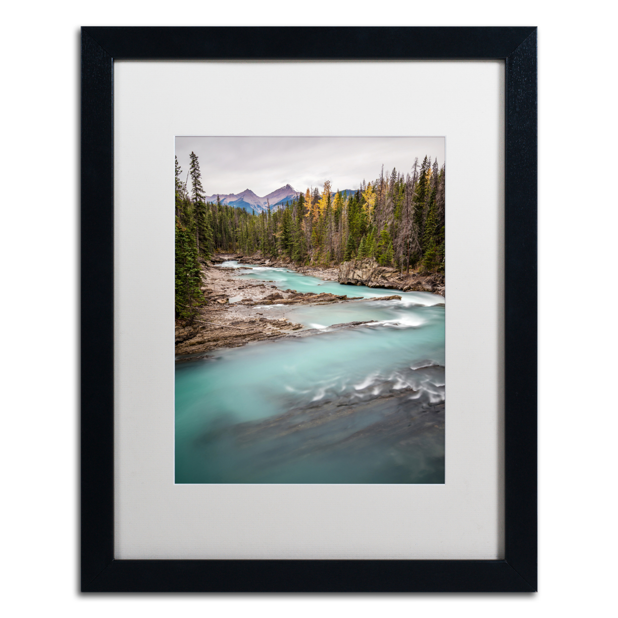 Pierre Leclerc 'Kicking Horse River' Black Wooden Framed Art 18 X 22 Inches