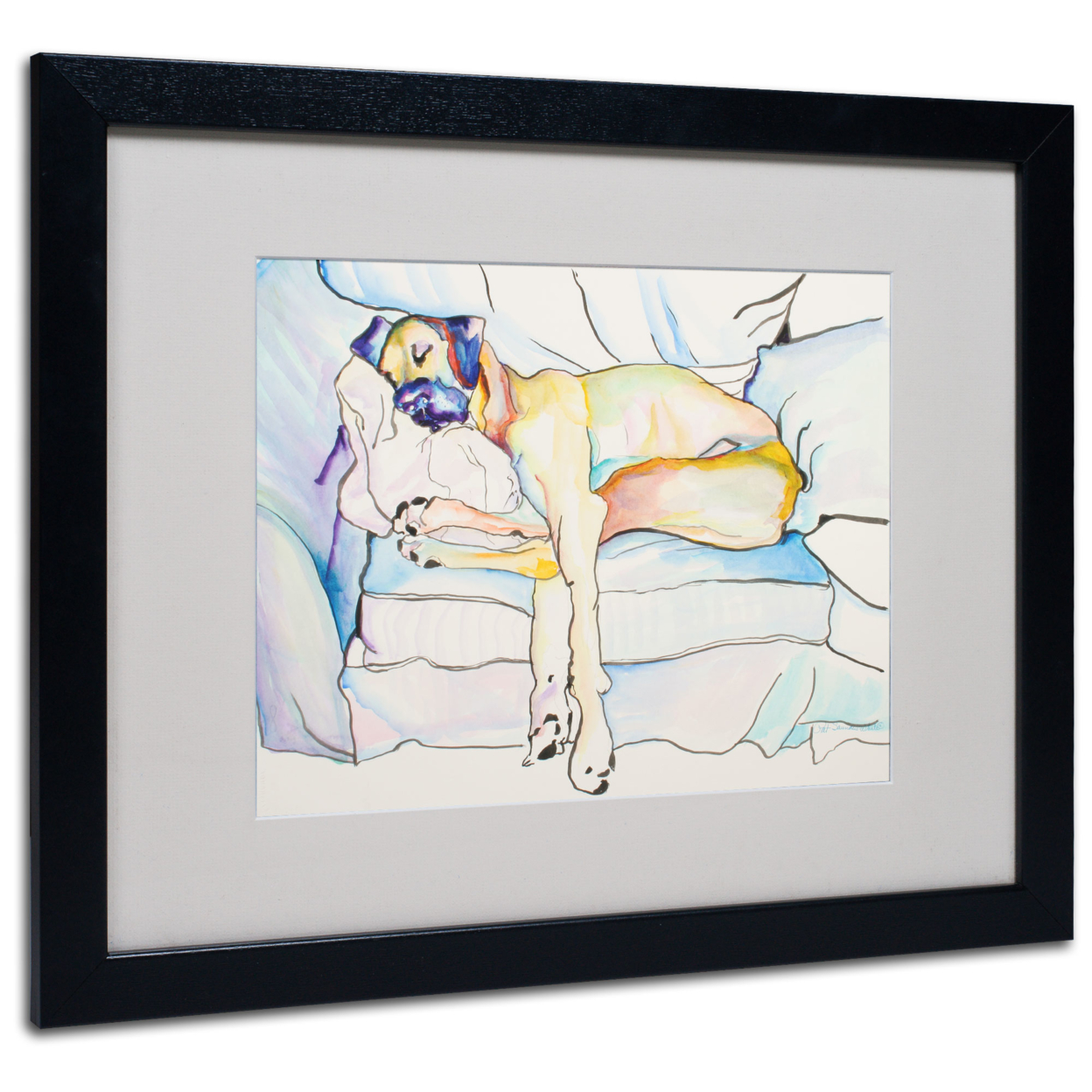 Pat Saunders 'Sleeping Beauty' Black Wooden Framed Art 18 X 22 Inches