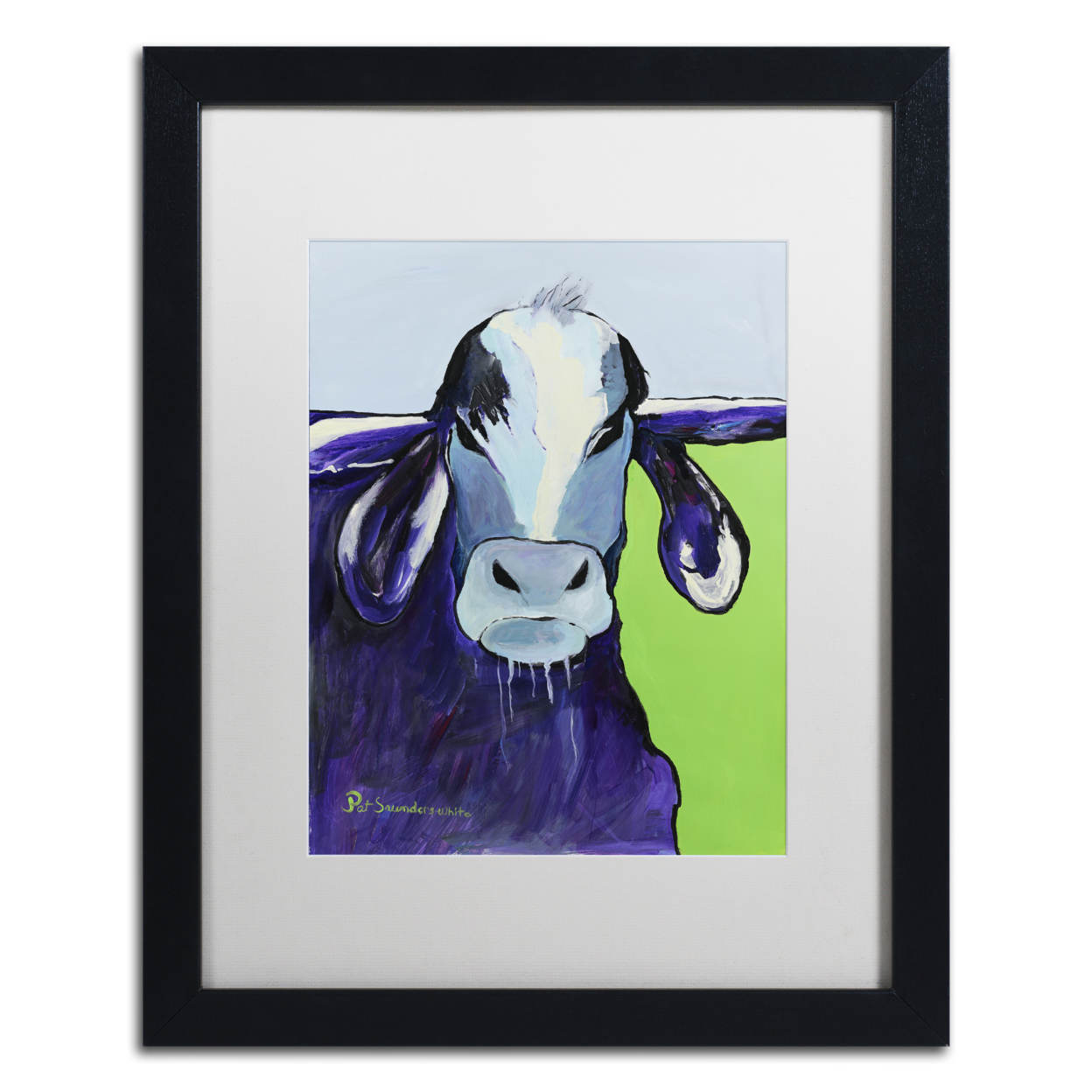 Pat Saunders-White 'Bull Drool' Black Wooden Framed Art 18 X 22 Inches