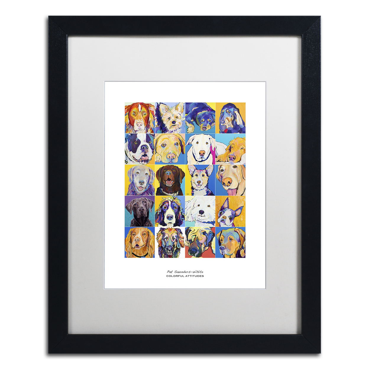 Pat Saunders-White 'Colorful Attitudes Poster' Black Wooden Framed Art 18 X 22 Inches