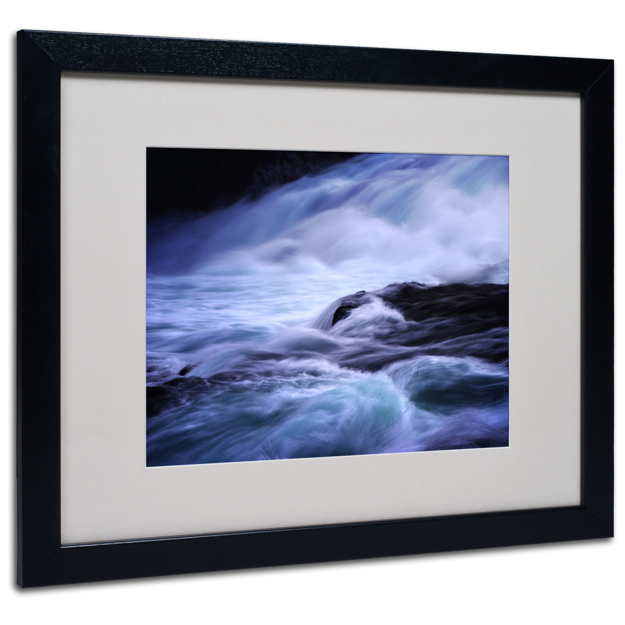 Philippe Sainte-Laudy 'Blue Stream' Black Wooden Framed Art 18 X 22 Inches