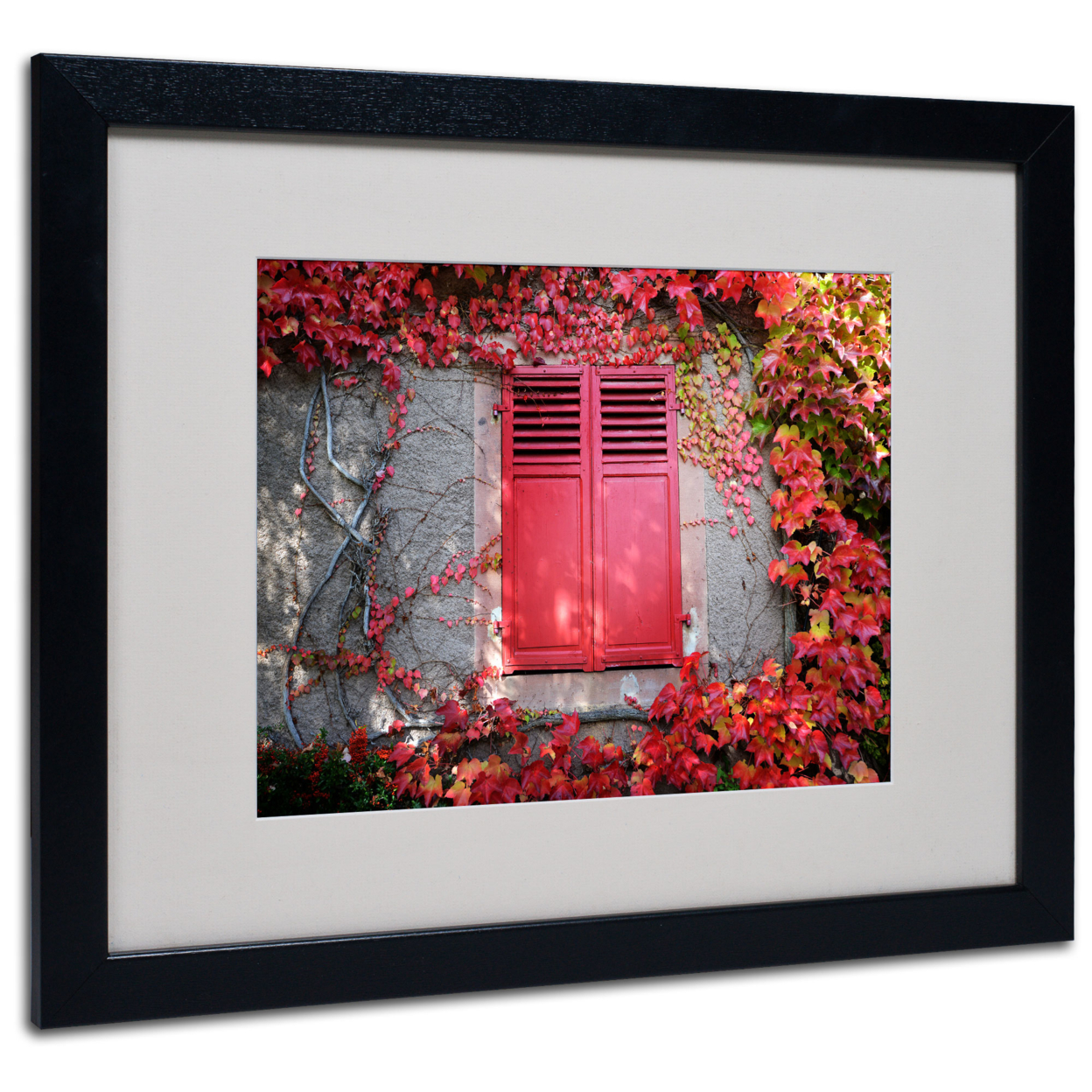 Philippe Sainte-Laudy 'Red Windowpane' Black Wooden Framed Art 18 X 22 Inches