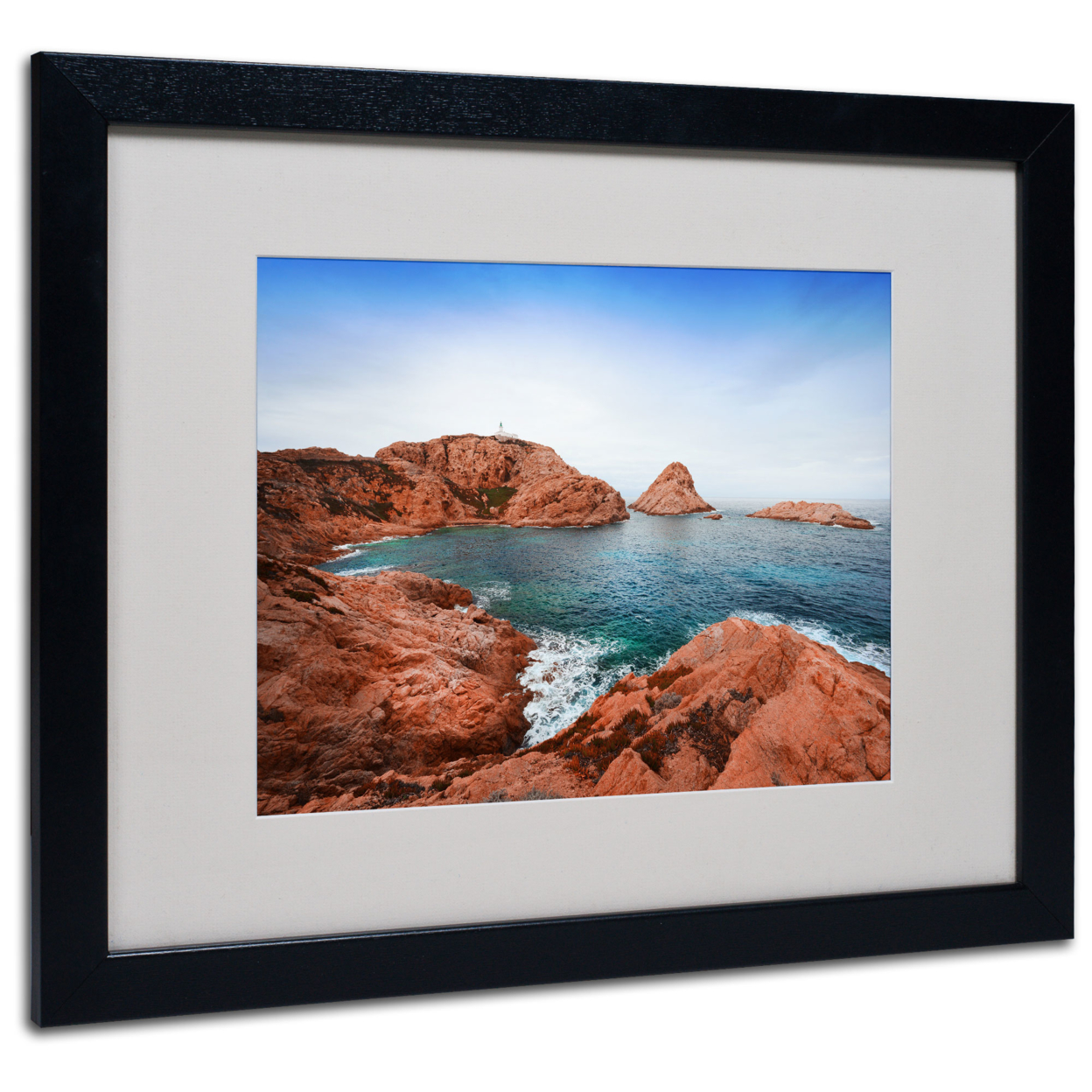 Philippe Sainte-Laudy 'Ile Rousse' Black Wooden Framed Art 18 X 22 Inches