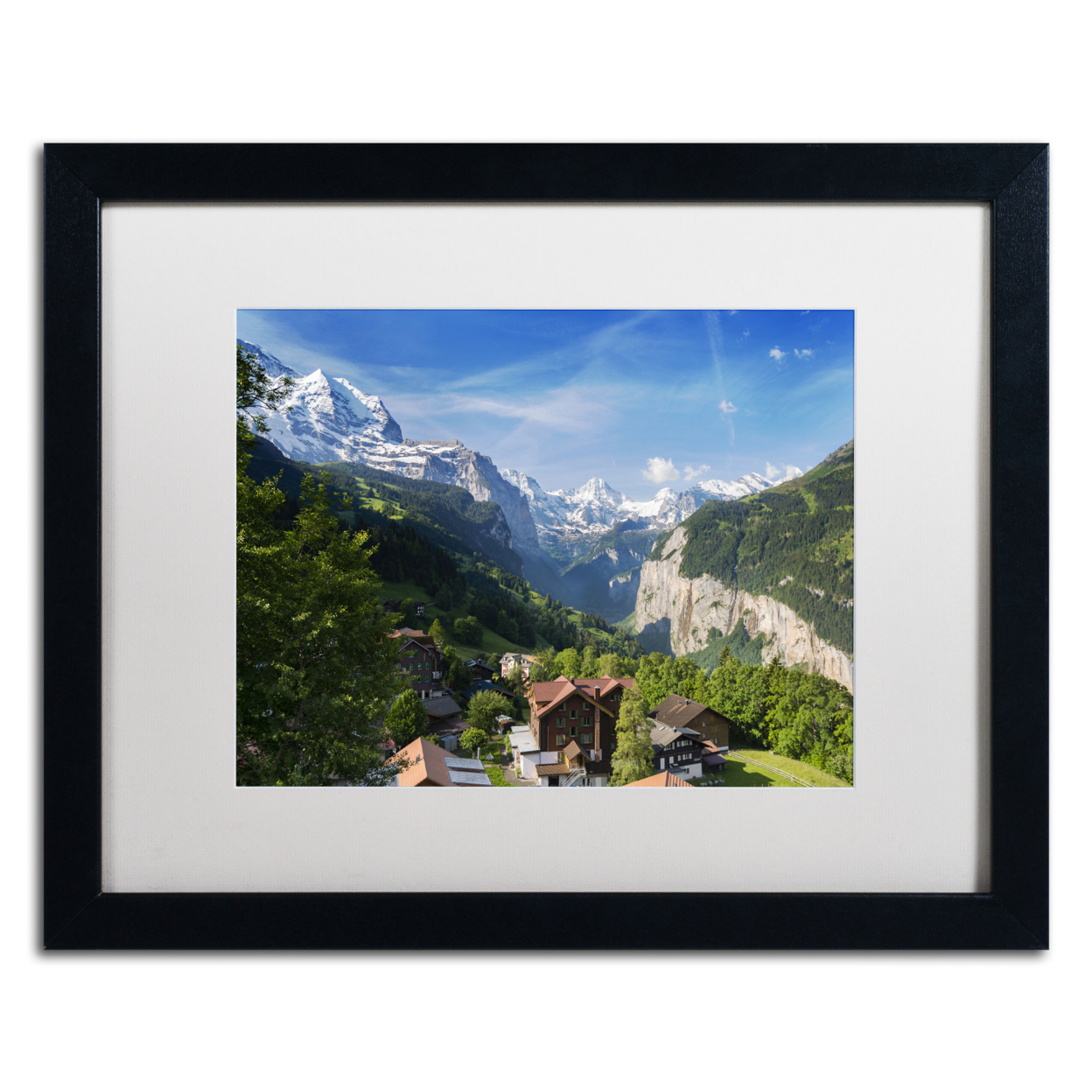 Philippe Sainte-Laudy 'A New Day In The Swiss Alps' Black Wooden Framed Art 18 X 22 Inches