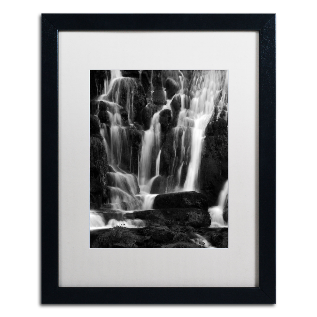Philippe Sainte-Laudy 'White Waterfall' Black Wooden Framed Art 18 X 22 Inches