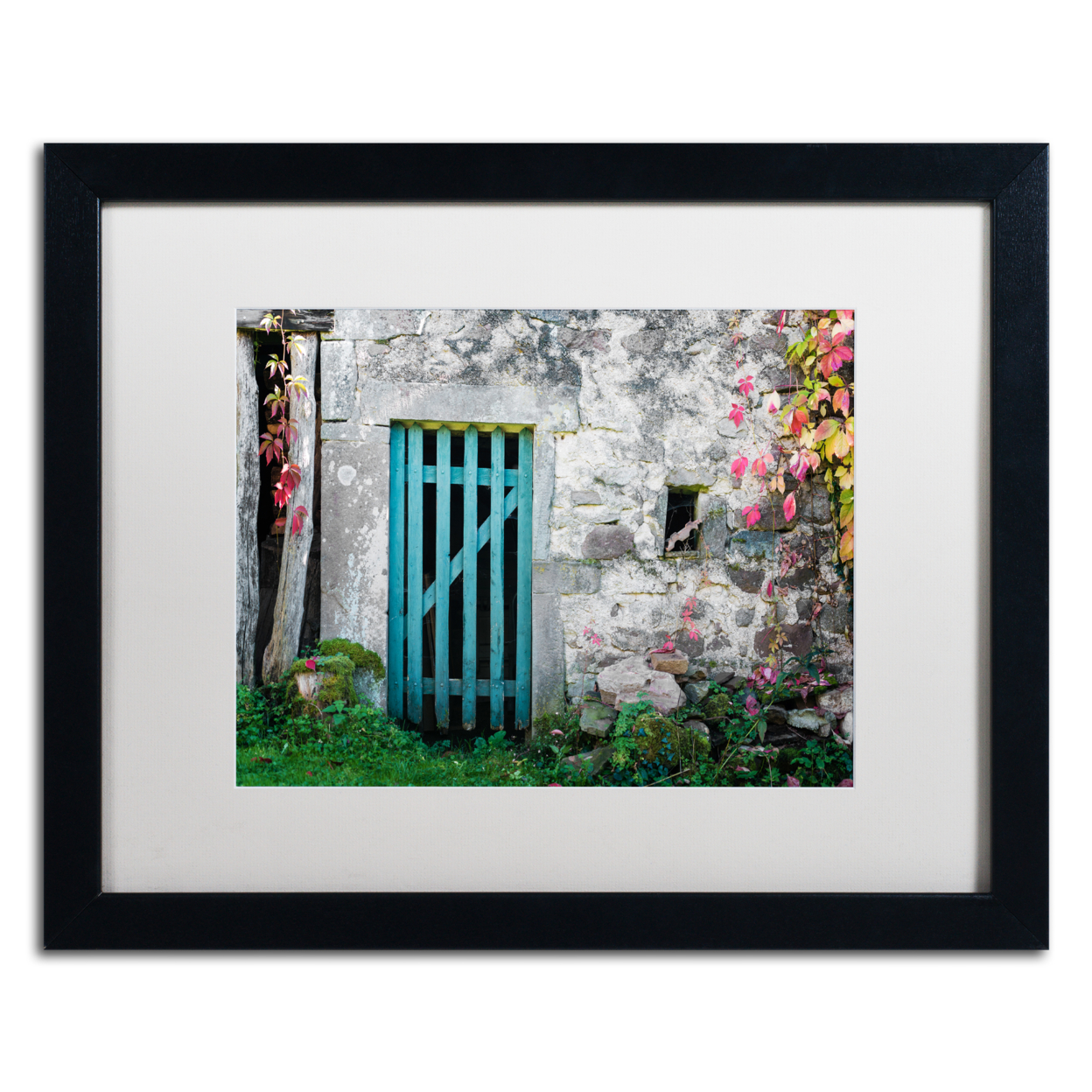 Philippe Sainte-Laudy 'The Old Wooden Door' Black Wooden Framed Art 18 X 22 Inches