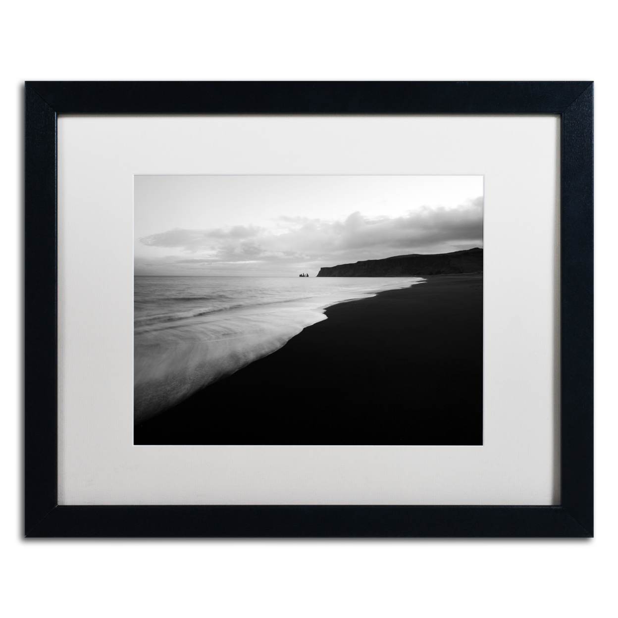 Philippe Sainte-Laudy 'On The Black Beach' Black Wooden Framed Art 18 X 22 Inches