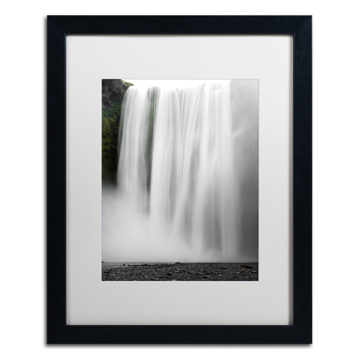 Philippe Sainte-Laudy 'The Skogafoss Curtain' Black Wooden Framed Art 18 X 22 Inches