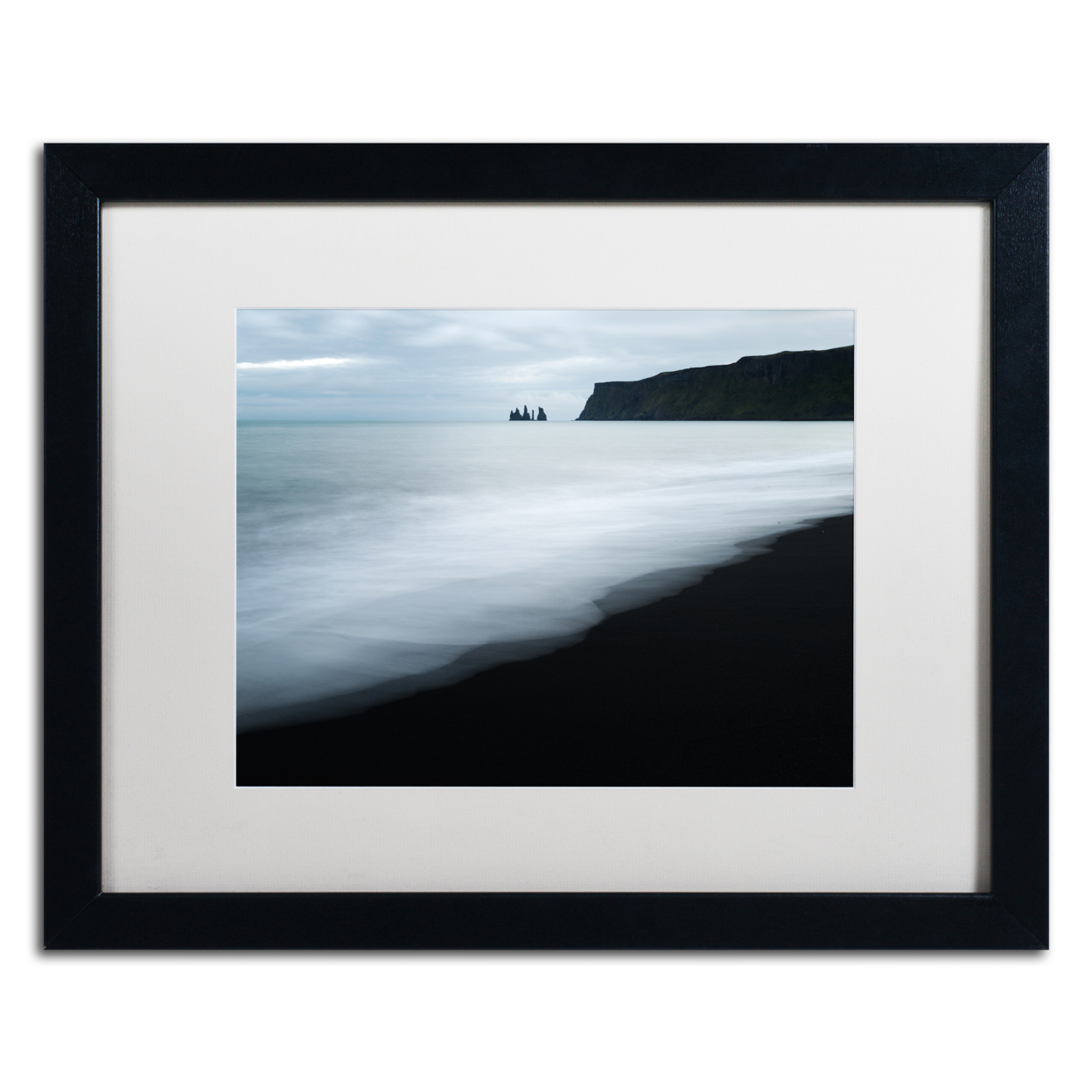 Philippe Sainte-Laudy 'White Waves' Black Wooden Framed Art 18 X 22 Inches