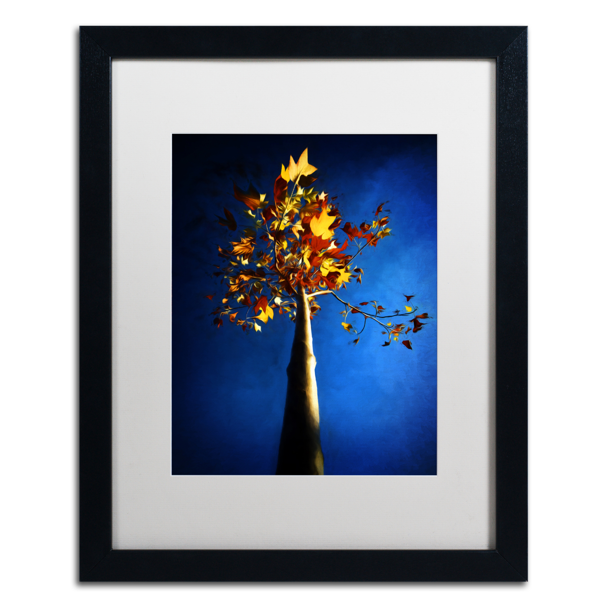 Philippe Sainte-Laudy 'Blue Autumn' Black Wooden Framed Art 18 X 22 Inches