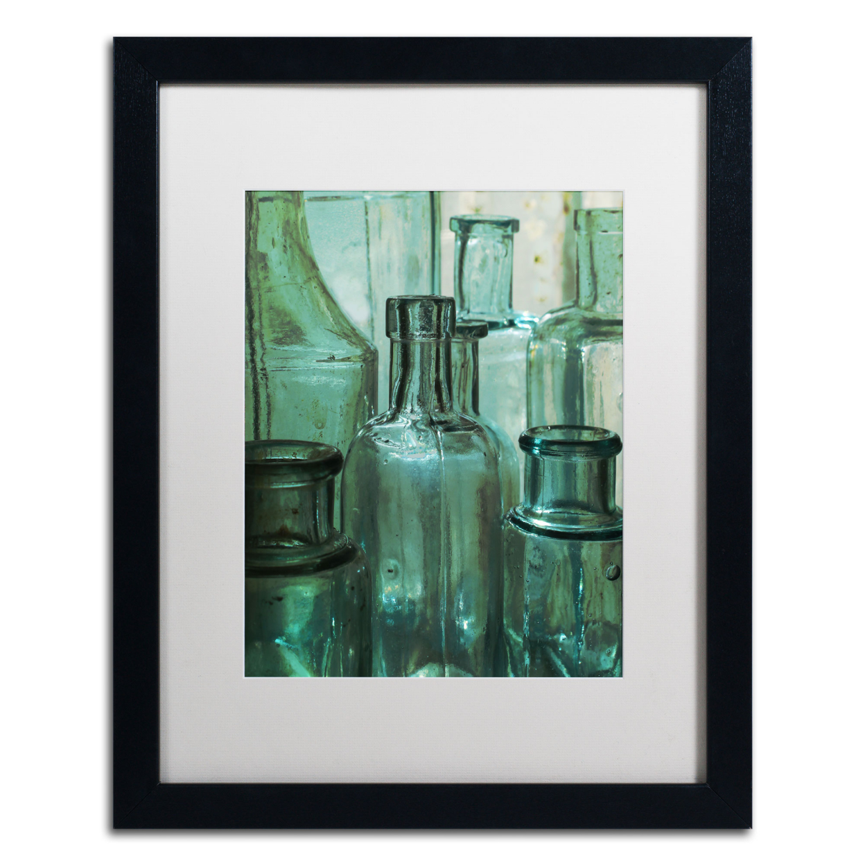 Patty Tuggle 'Antique Bottles' Black Wooden Framed Art 18 X 22 Inches