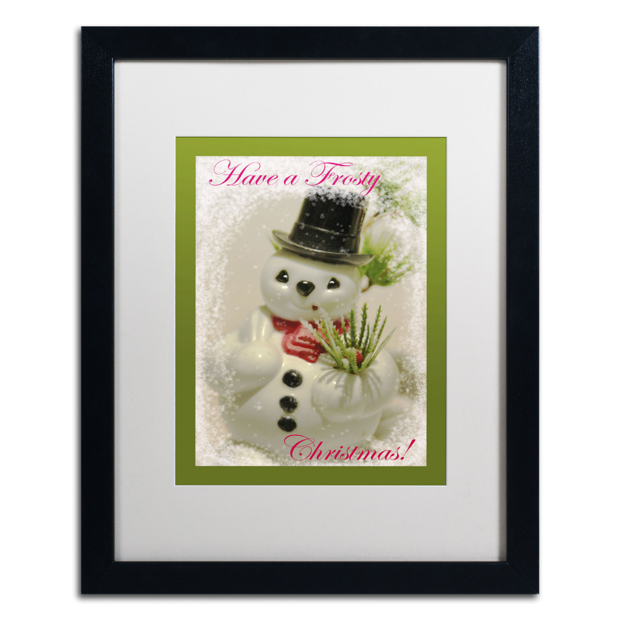 Patty Tuggle 'Snowman' Black Wooden Framed Art 18 X 22 Inches