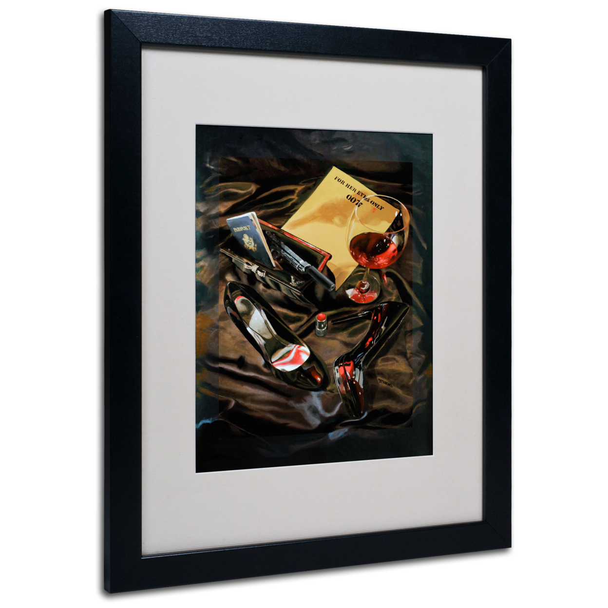 Roderick Stevens 'Her Eyes Only' Black Wooden Framed Art 18 X 22 Inches