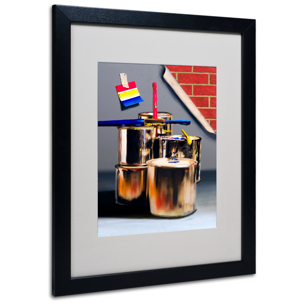 Roderick Stevens 'Primary Colors 01' Black Wooden Framed Art 18 X 22 Inches