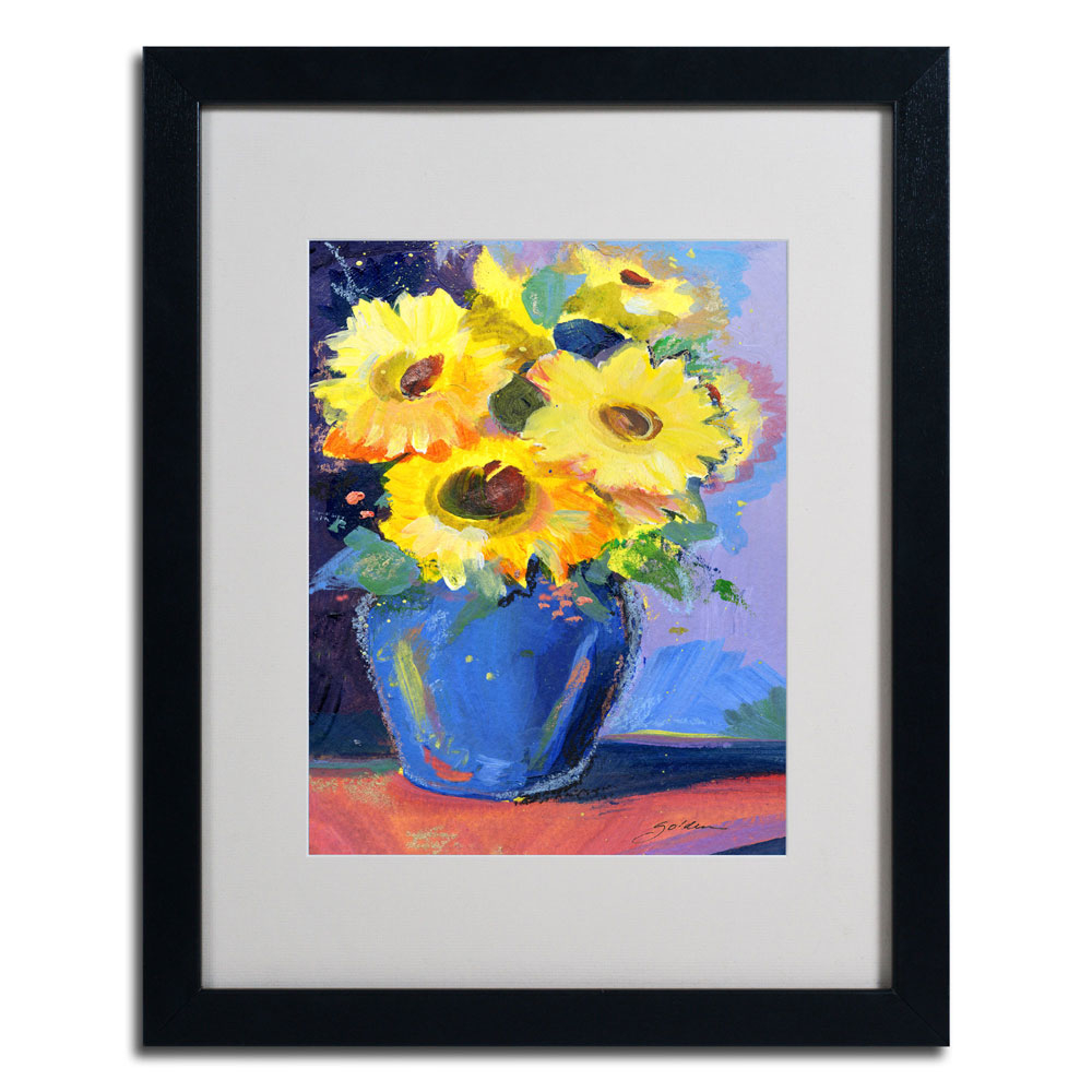 Sheila Golden 'Sunflowers II' Black Wooden Framed Art 18 X 22 Inches