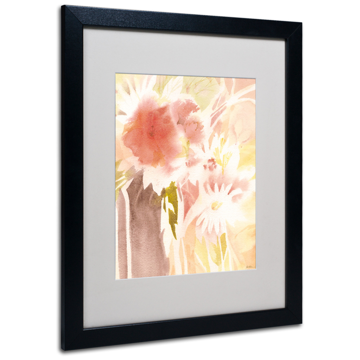 Sheila Golden 'Daisy Shadow' Black Wooden Framed Art 18 X 22 Inches