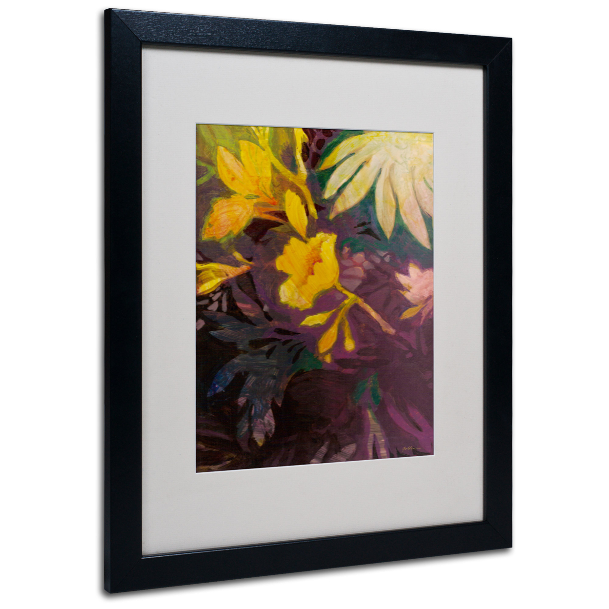 Sheila Golden 'Tropical Evening' Black Wooden Framed Art 18 X 22 Inches