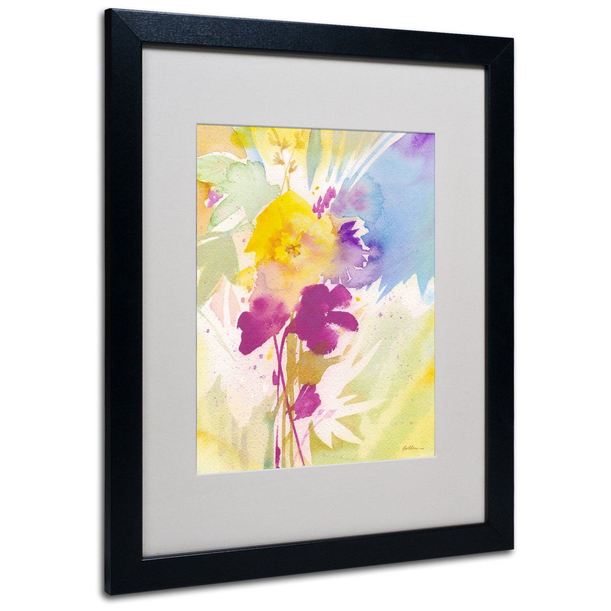 Sheila Golden 'Wildflower Bouquet 2' Black Wooden Framed Art 18 X 22 Inches
