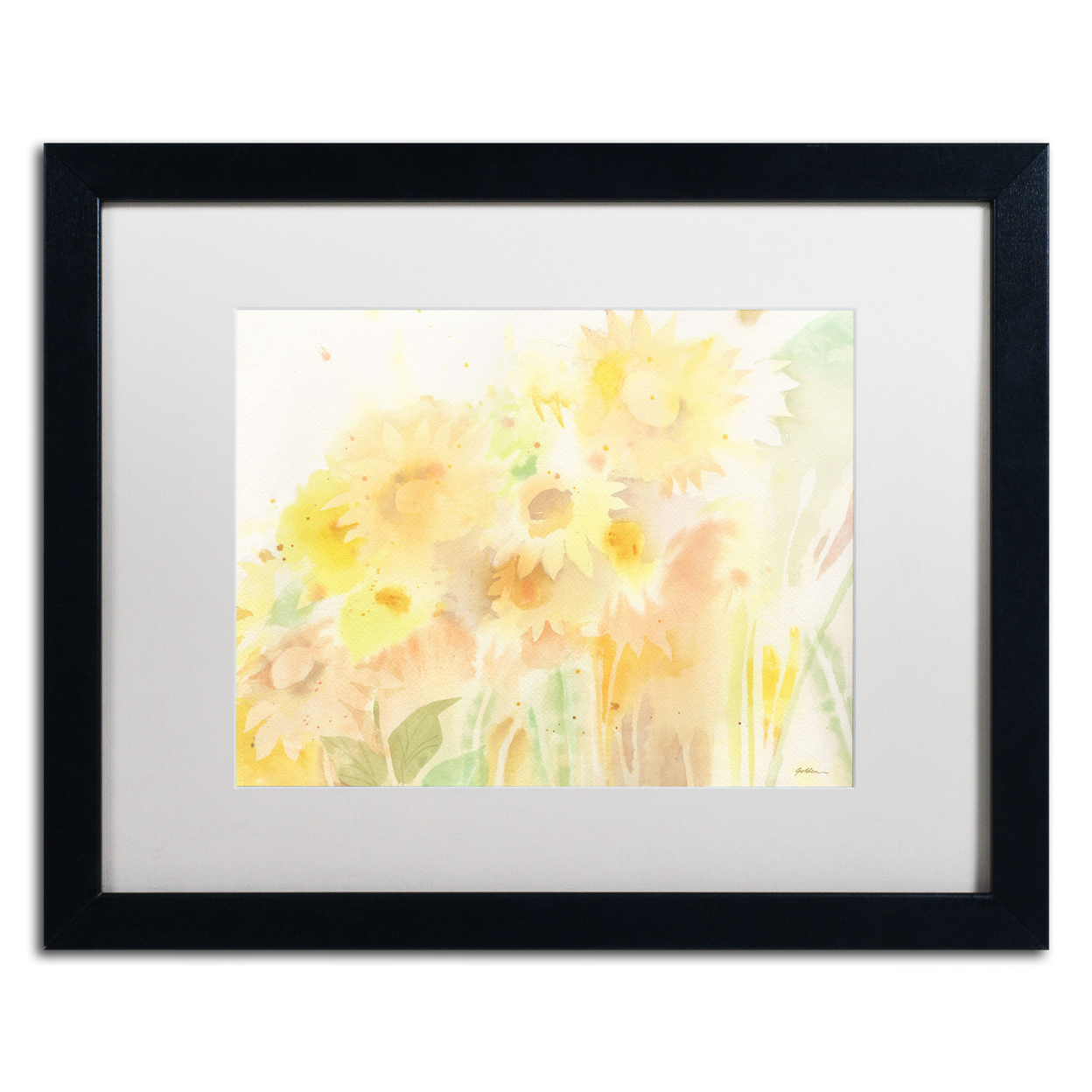 Sheila Golden 'Amid Sunflowers' Black Wooden Framed Art 18 X 22 Inches