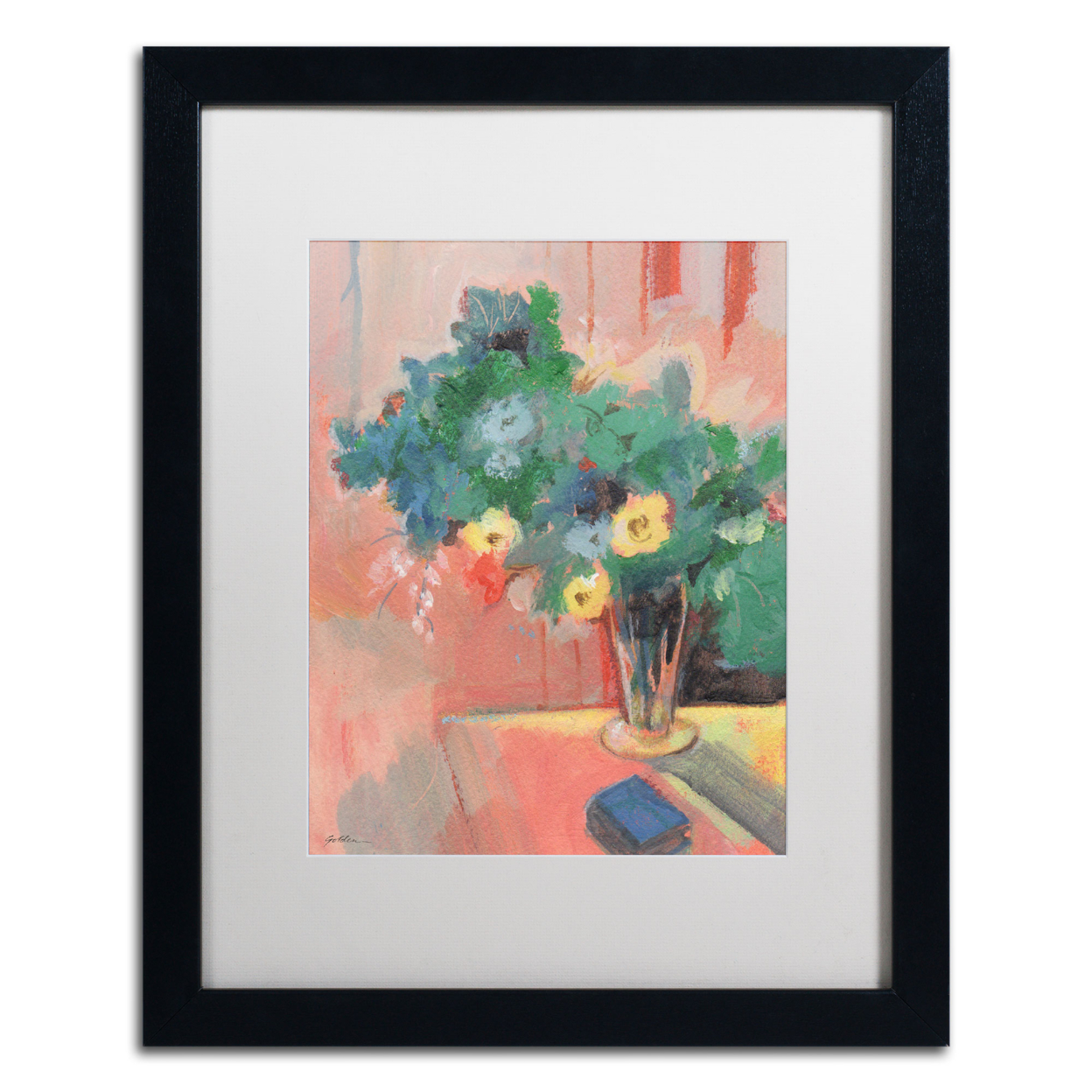 Sheila Golden 'Bouquet For Bonnard' Black Wooden Framed Art 18 X 22 Inches