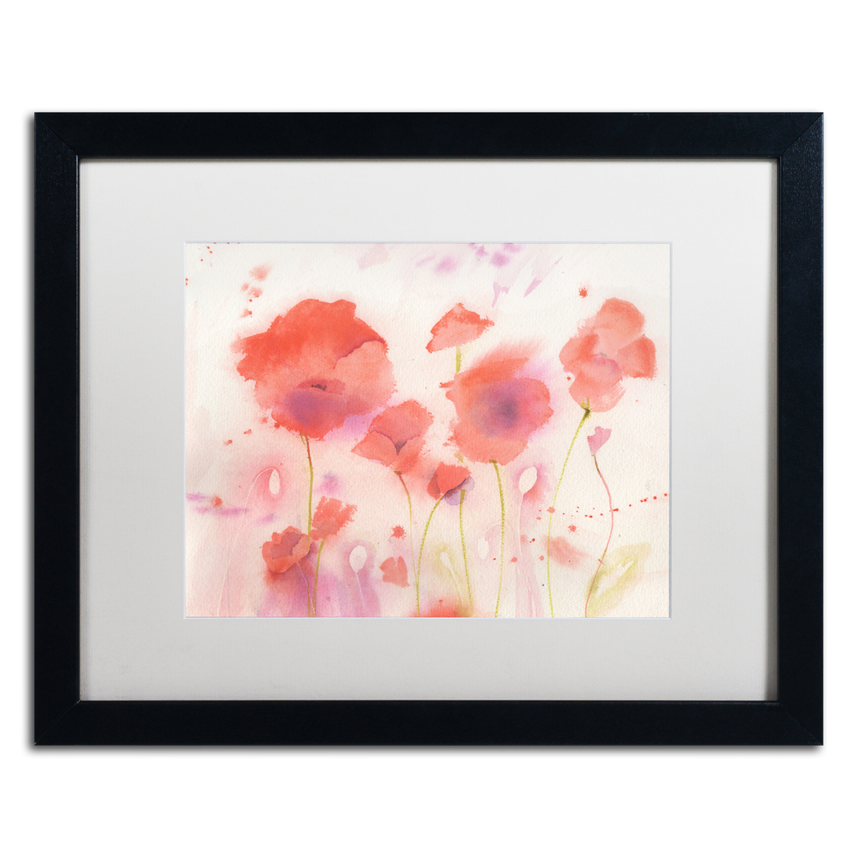 Sheila Golden 'Poppy Memory' Black Wooden Framed Art 18 X 22 Inches