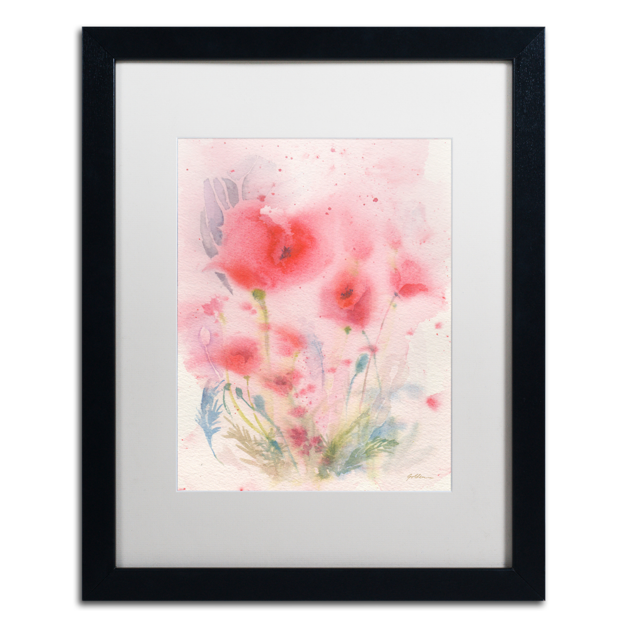 Sheila Golden 'Pink Reverie' Black Wooden Framed Art 18 X 22 Inches