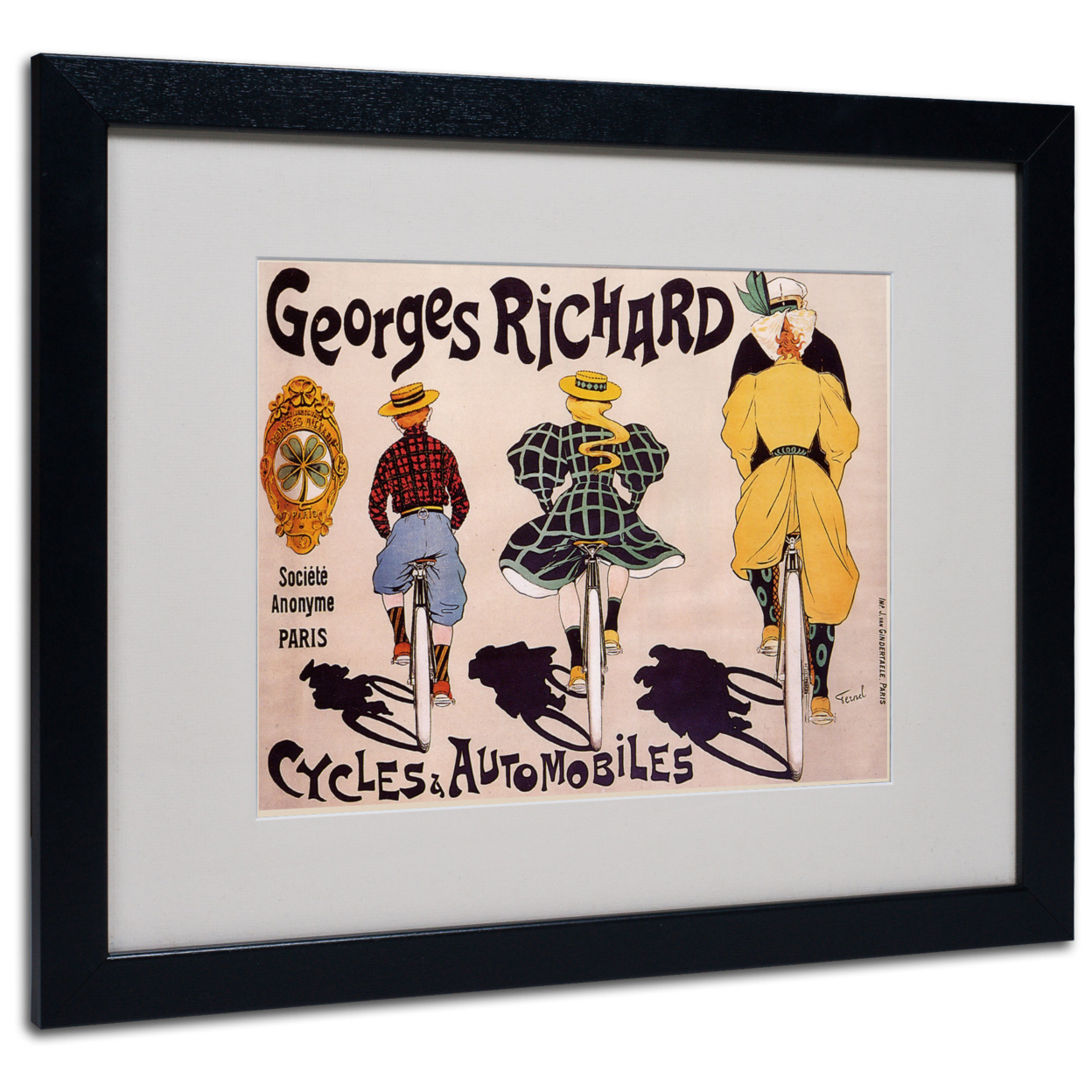 Georges Richard Cycles & Automobiles' Black Wooden Framed Art 18 X 22 Inches