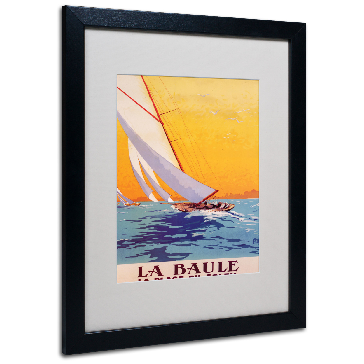 Charles Allo 'La Baule' Black Wooden Framed Art 18 X 22 Inches