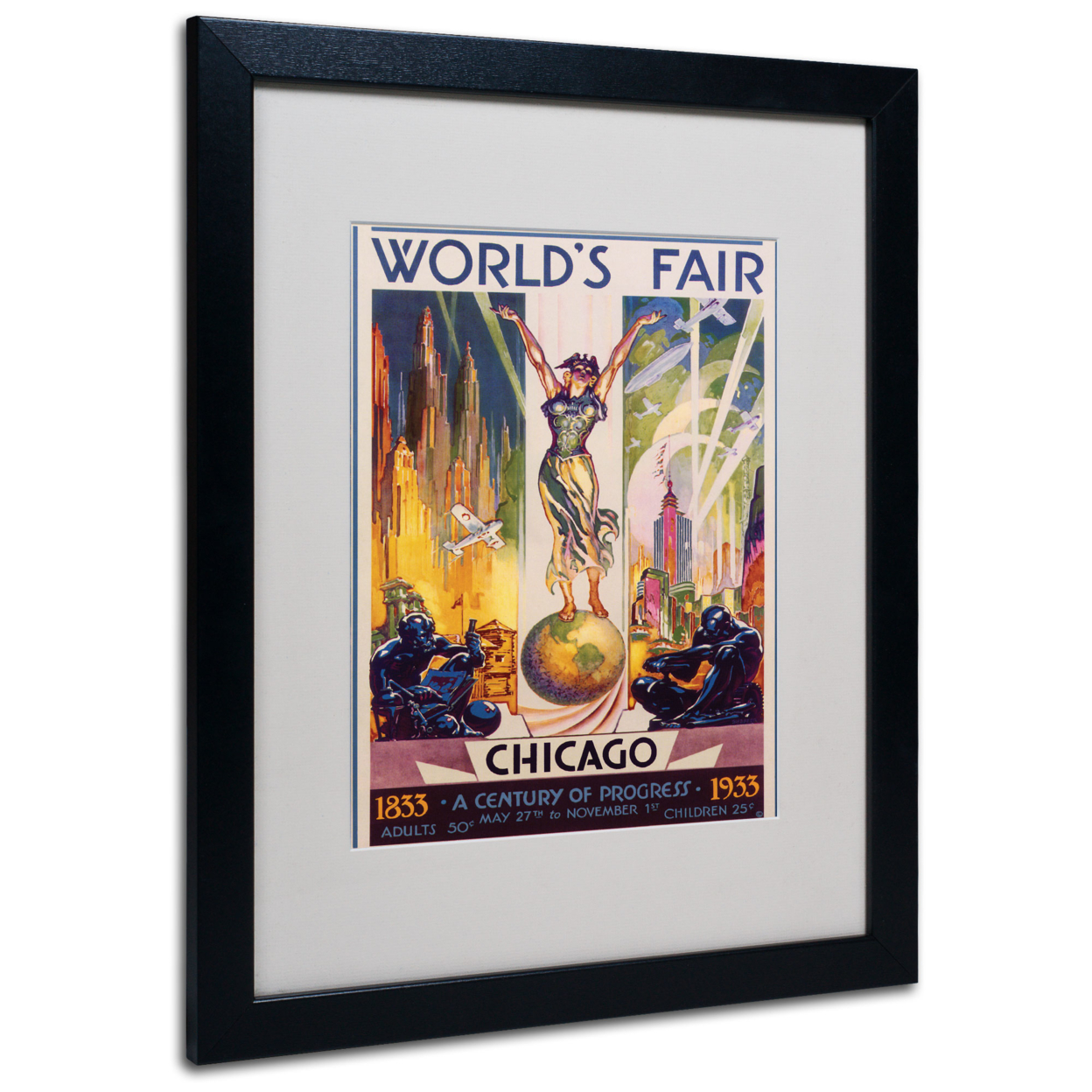 Glen Sheffer 'World's Fair Chicago' Black Wooden Framed Art 18 X 22 Inches