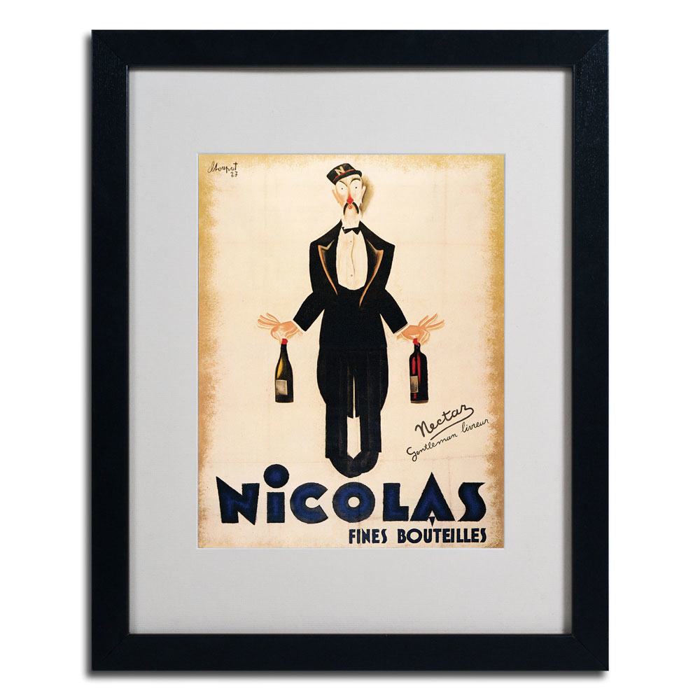 Nicolas Fines Bouteilles' Black Wooden Framed Art 18 X 22 Inches