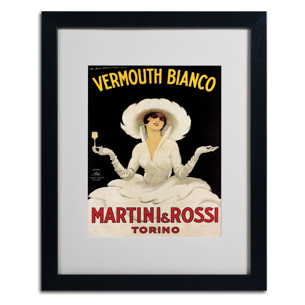 Vermouth Bianco Martini & Rossi' Black Wooden Framed Art 18 X 22 Inches