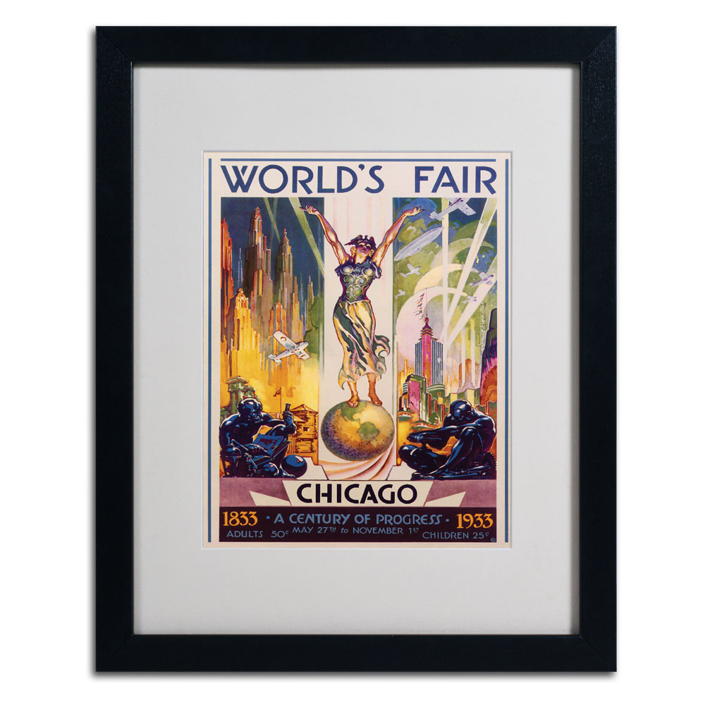 Glen Sheffer 'World's Fair Chicago' Black Wooden Framed Art 18 X 22 Inches