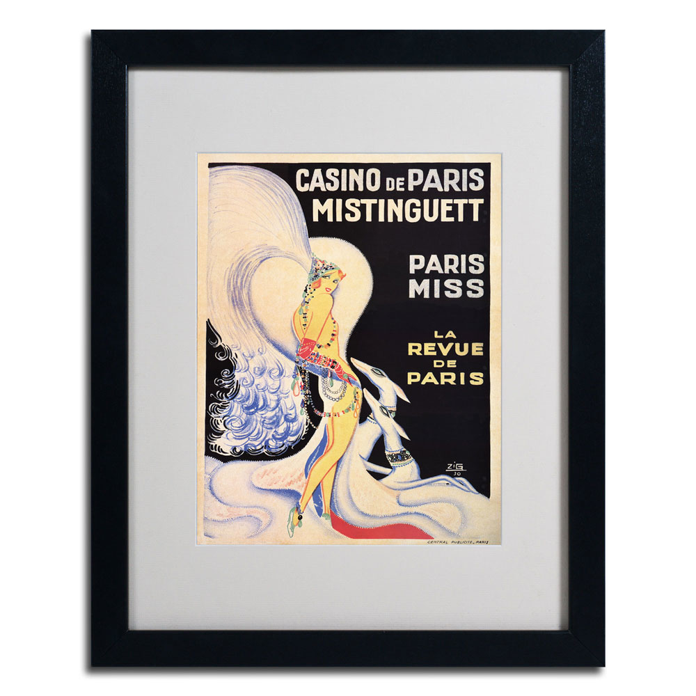 Casino De Paris Mistinguett' Black Wooden Framed Art 18 X 22 Inches