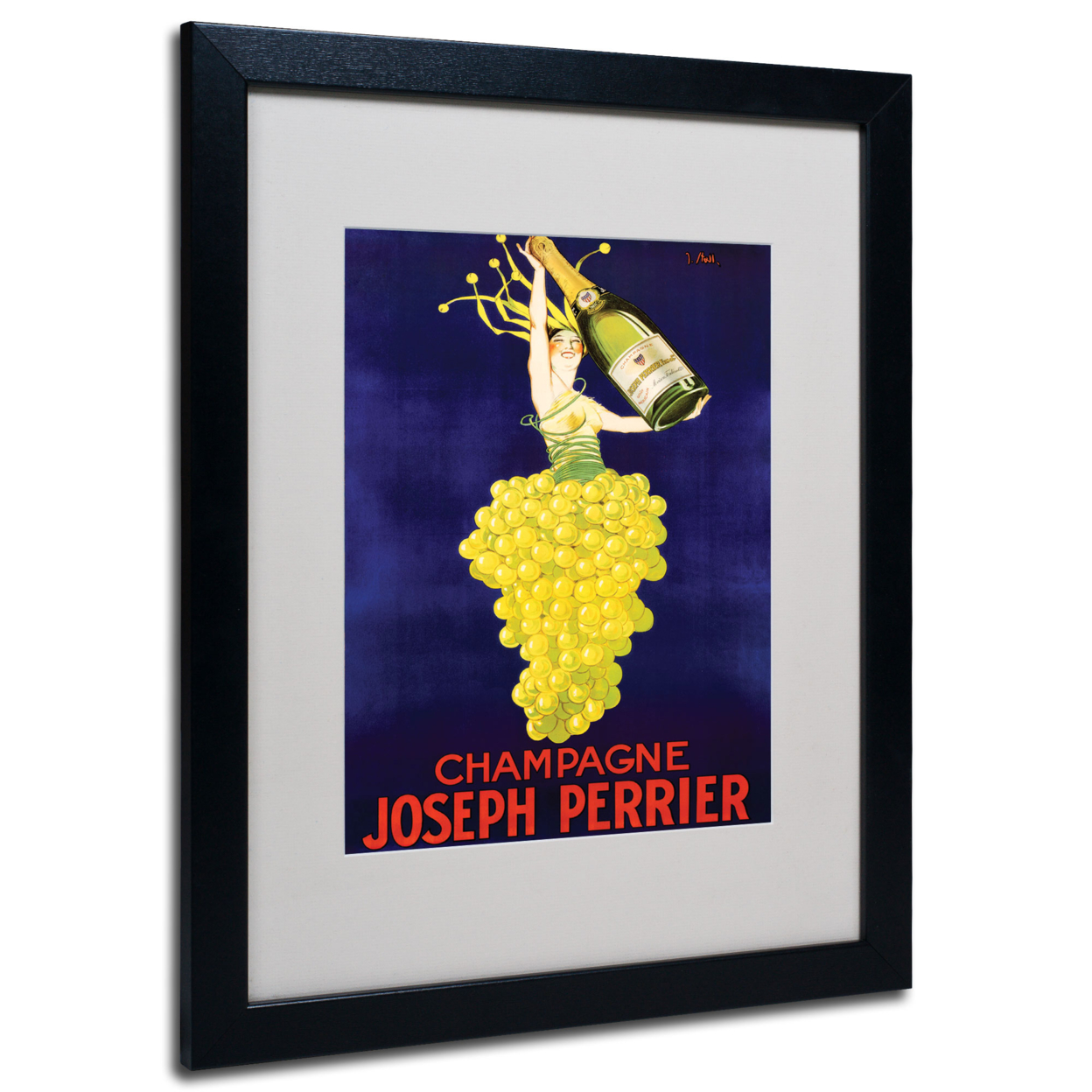 Champagne Joseph Perrier' Black Wooden Framed Art 18 X 22 Inches