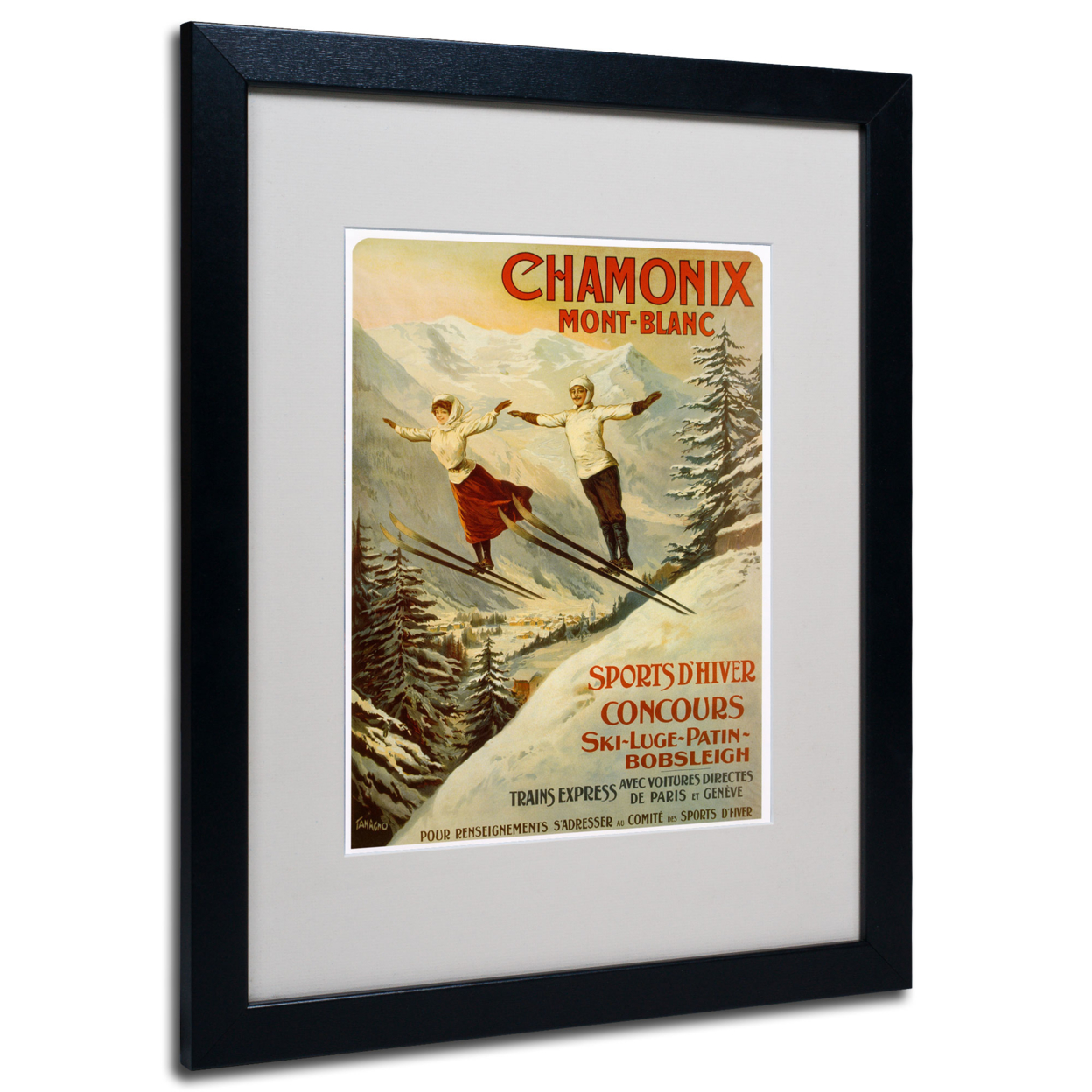 F.Tamanjo 'Chamonix Mont Blanc' Black Wooden Framed Art 18 X 22 Inches