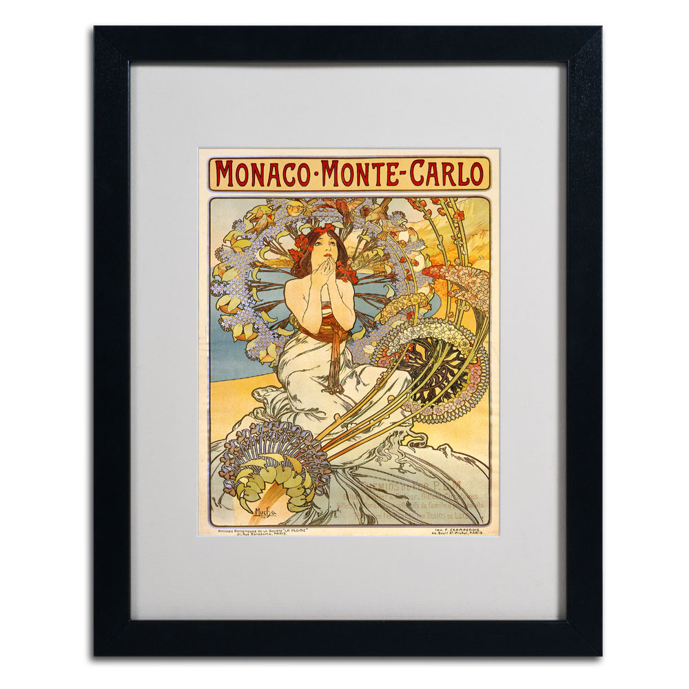 Alphonse Mucha 'Monaco-Monte Carlo' Black Wooden Framed Art 18 X 22 Inches