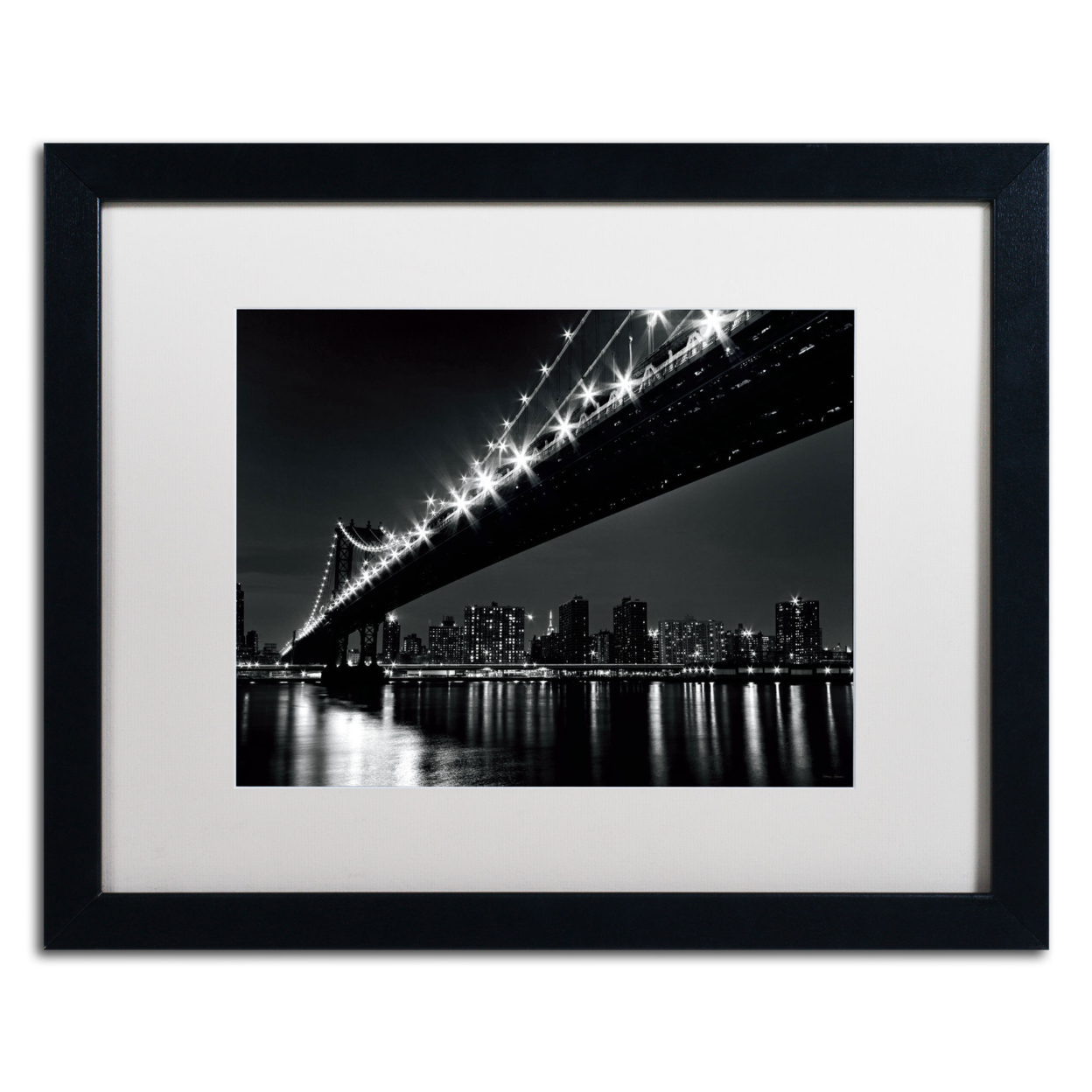 Katherine Gendreau 'Manhattan Bridge' Black Wooden Framed Art 18 X 22 Inches