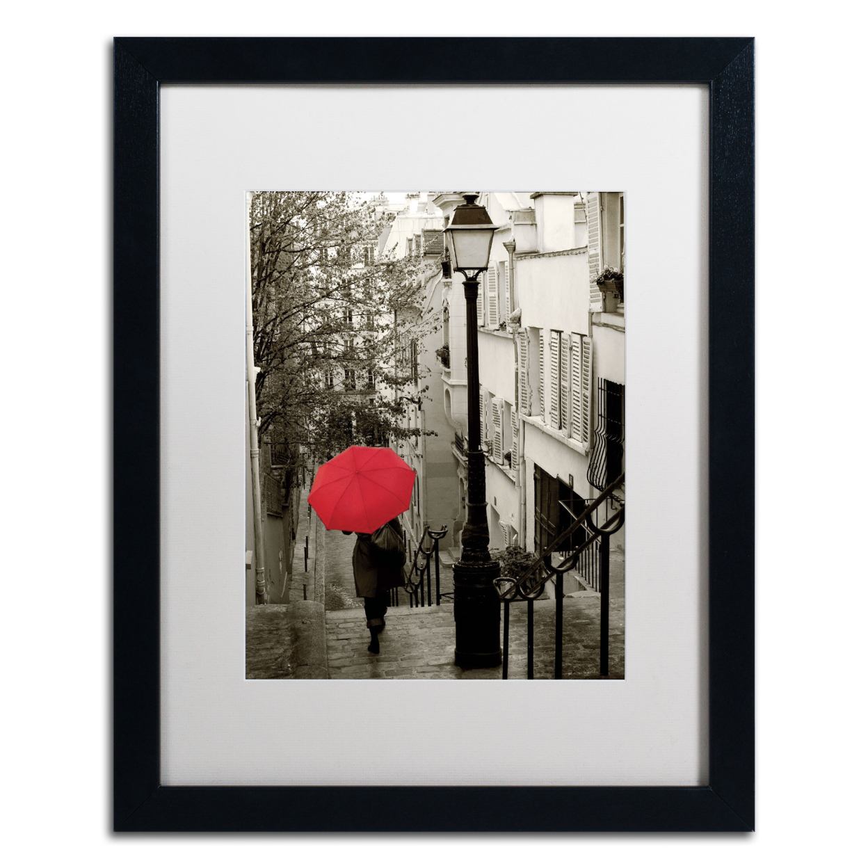 Sue Schlabach 'Paris Stroll II' Black Wooden Framed Art 18 X 22 Inches
