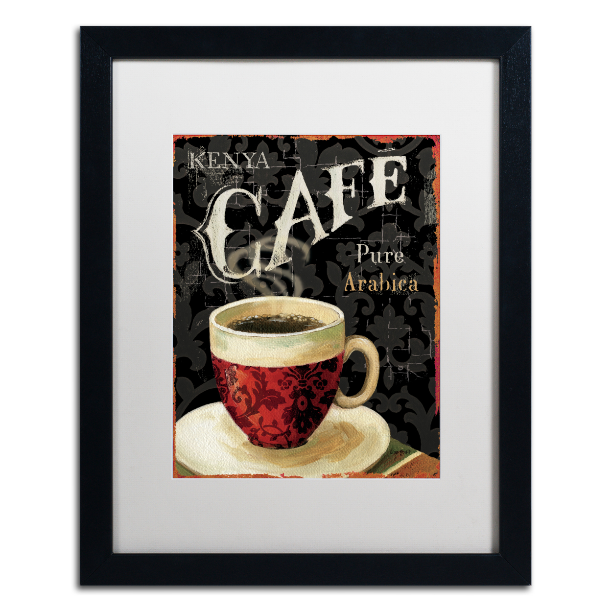 Lisa Audit 'Today's Coffee I' Black Wooden Framed Art 18 X 22 Inches