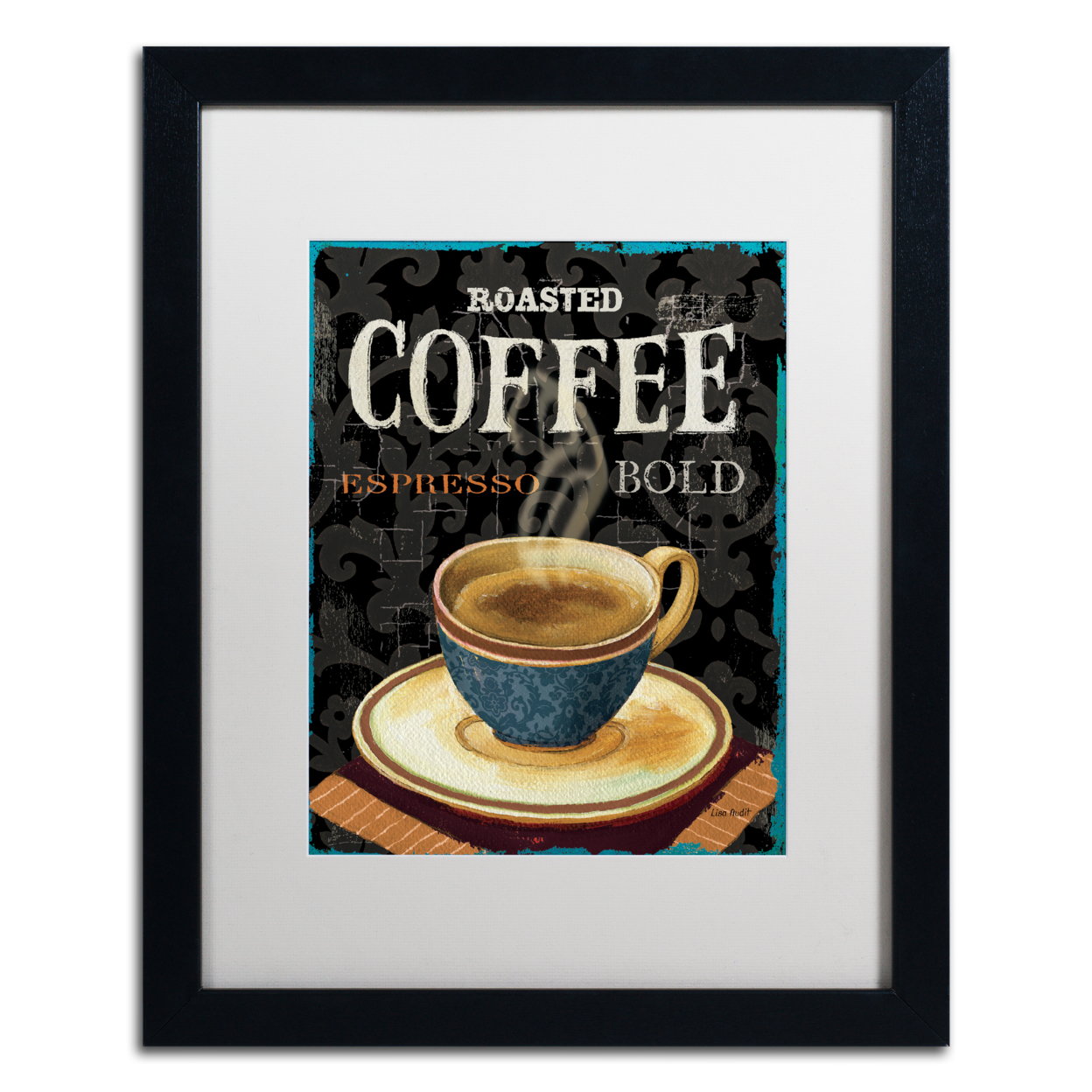 Lisa Audit 'Today's Coffee IV' Black Wooden Framed Art 18 X 22 Inches