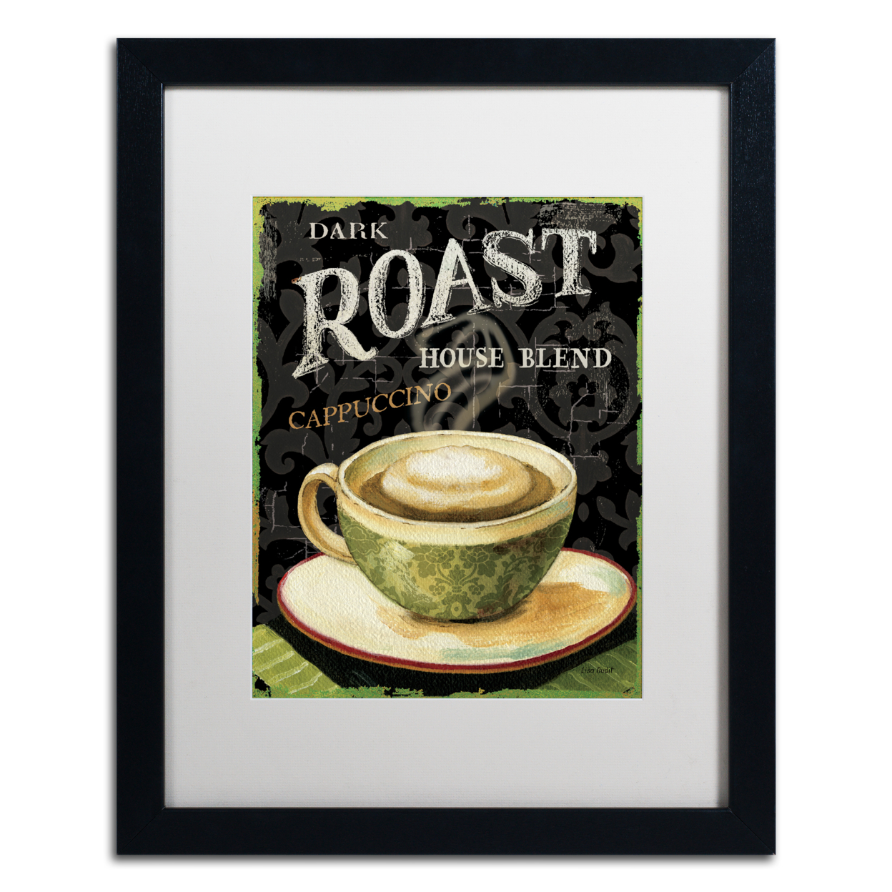 Lisa Audit 'Today's Coffee III' Black Wooden Framed Art 18 X 22 Inches