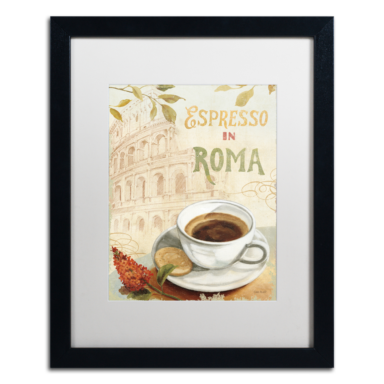 Lisa Audit 'Cafe In Europe III' Black Wooden Framed Art 18 X 22 Inches