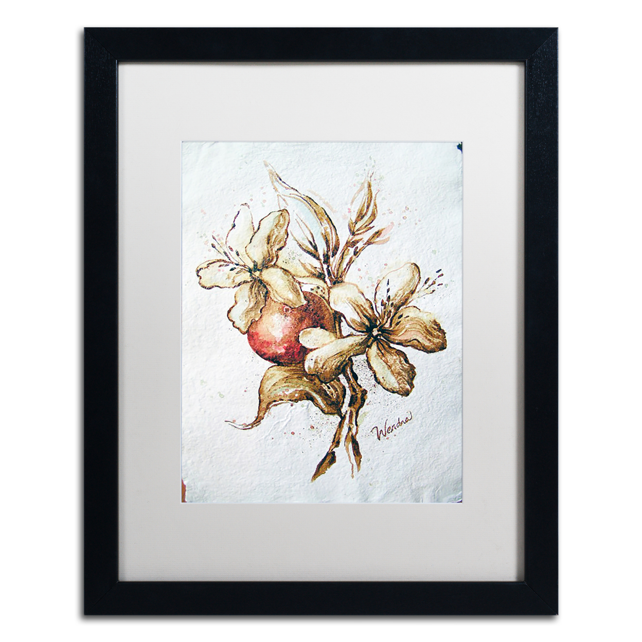 Wendra 'Coffee Flower And Bean' Black Wooden Framed Art 18 X 22 Inches