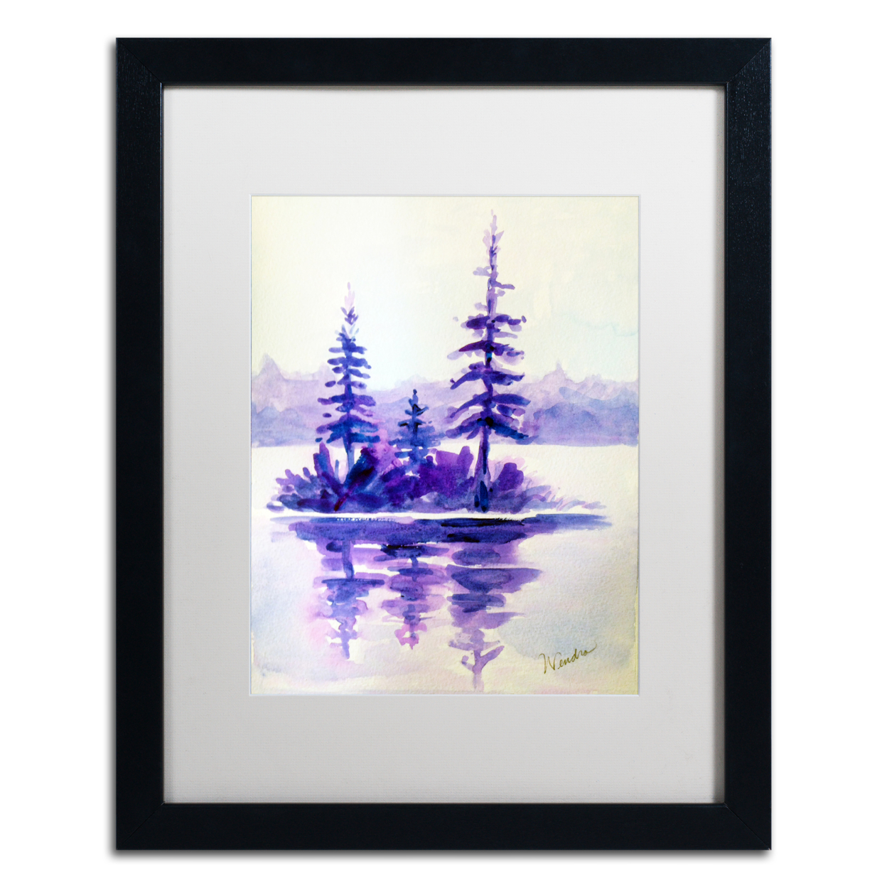 Wendra 'Purple Island' Black Wooden Framed Art 18 X 22 Inches