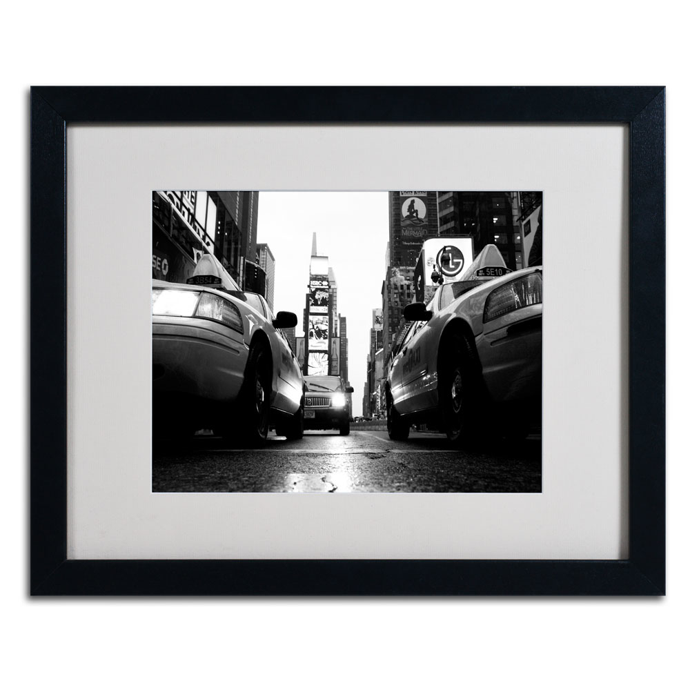 Yale Gurney 'Broadway Taxis' Black Wooden Framed Art 18 X 22 Inches
