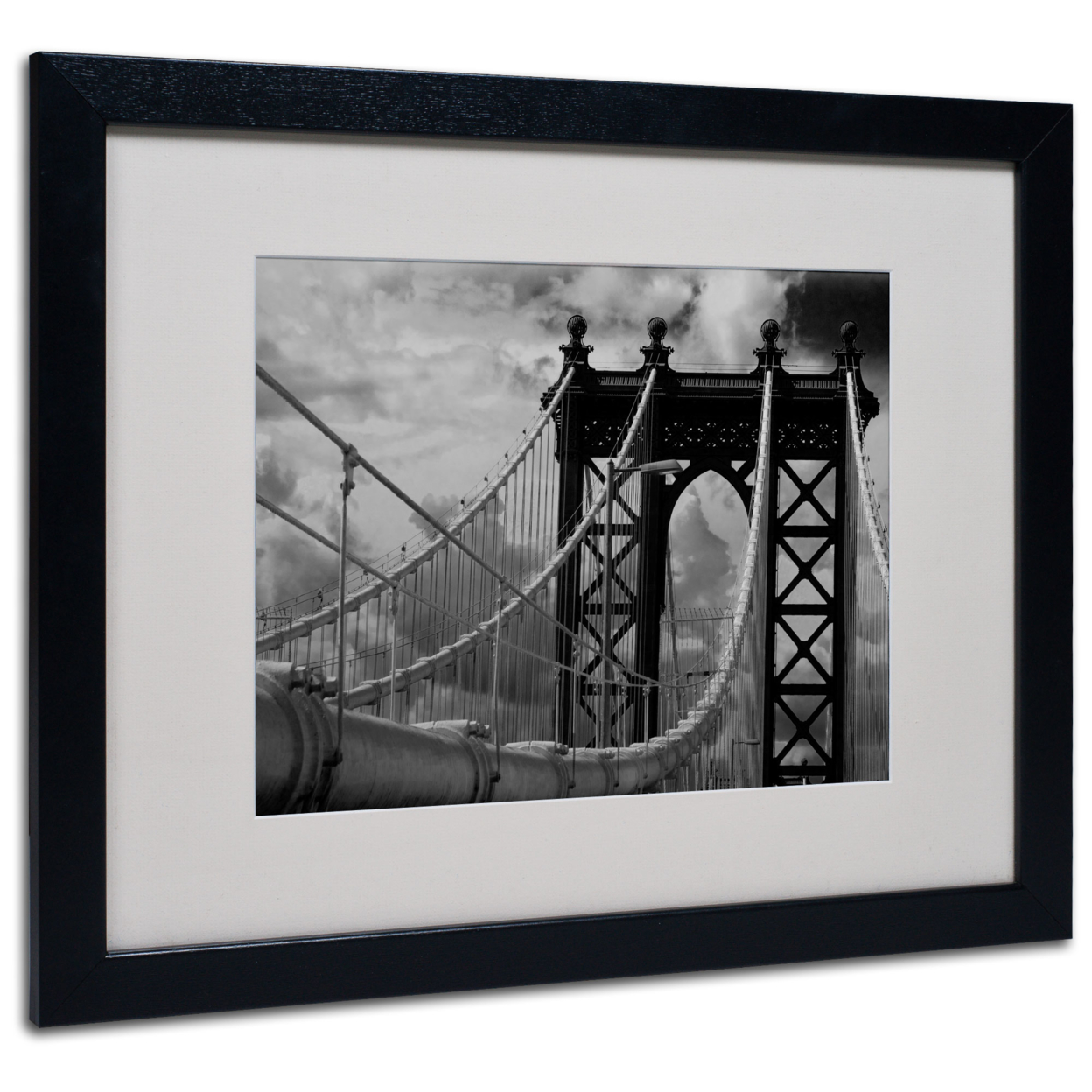 Yale Gurney 'Manhattan Bridge' Black Wooden Framed Art 18 X 22 Inches