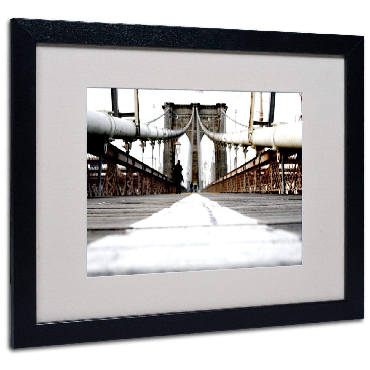 Yale Gurney 'Brooklyn Bridge' Black Wooden Framed Art 18 X 22 Inches