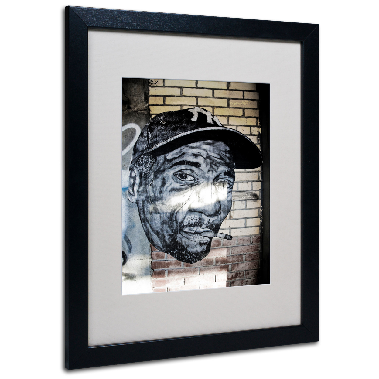 Yale Gurney 'Hiphop Yankee Fan Pop Art' Black Wooden Framed Art 18 X 22 Inches
