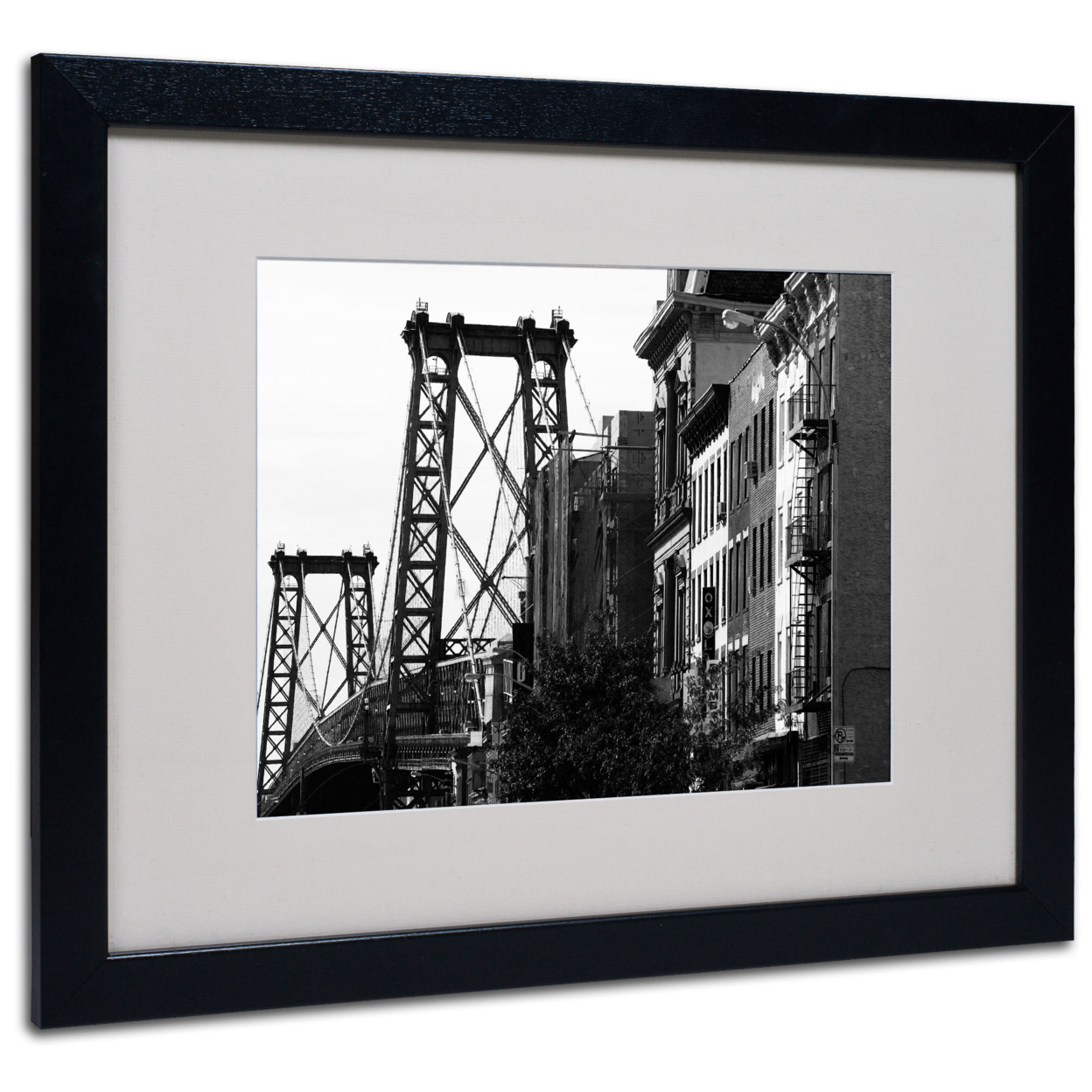 Yale Gurney 'Williamsburg Bridge' Black Wooden Framed Art 18 X 22 Inches
